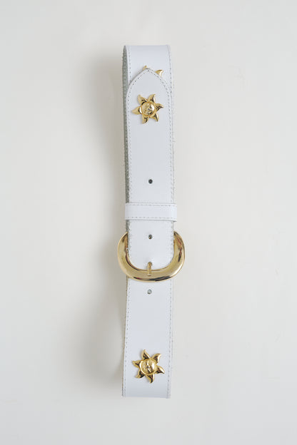 White leather belt