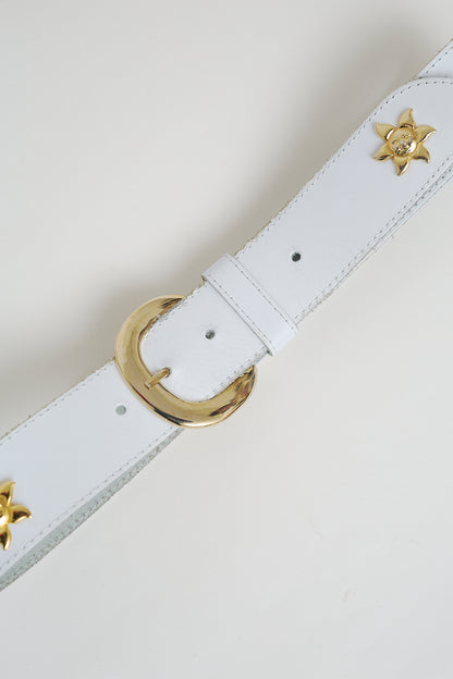 White leather belt