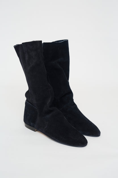 Suede flat boots