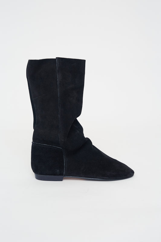 Suede flat boots