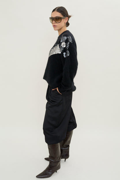 Vintage sequin motif angora knit