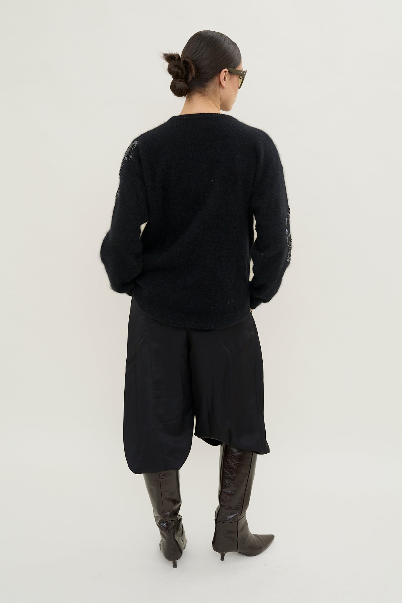 Vintage sequin motif angora knit