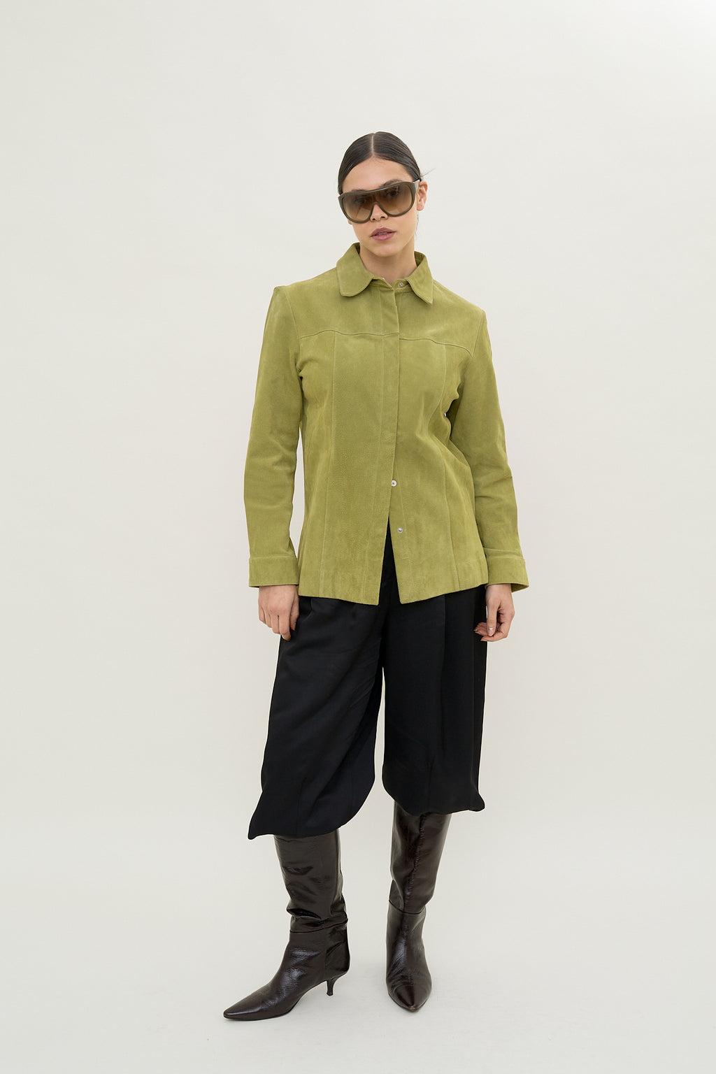 Vintage olive suede tailored jacket