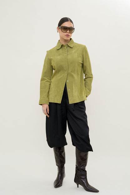 Vintage olive suede tailored jacket