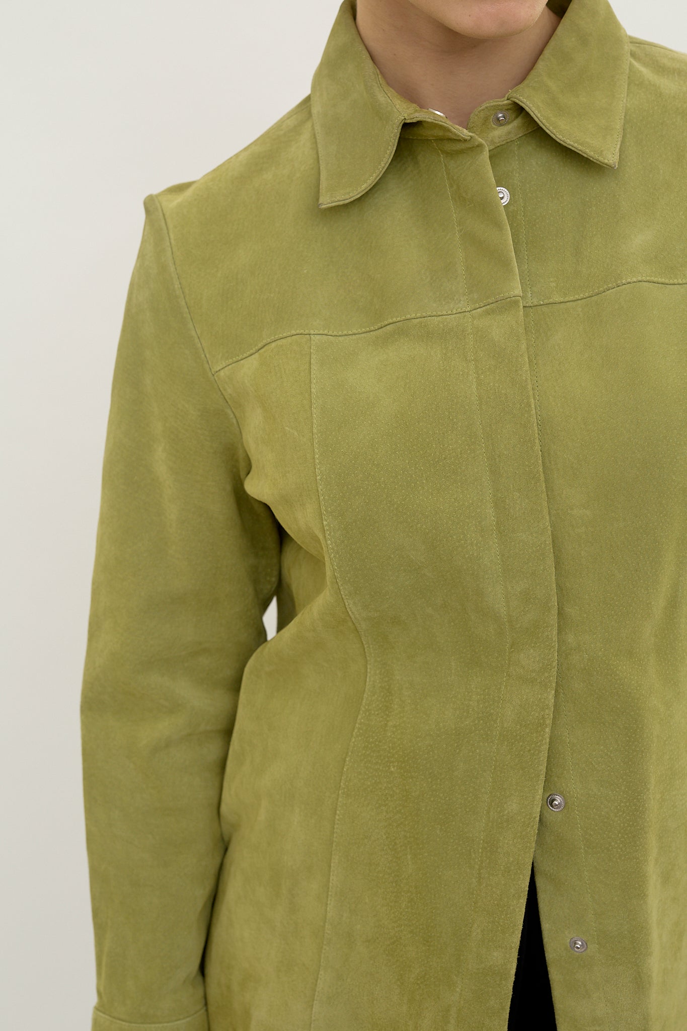 Vintage olive suede tailored jacket