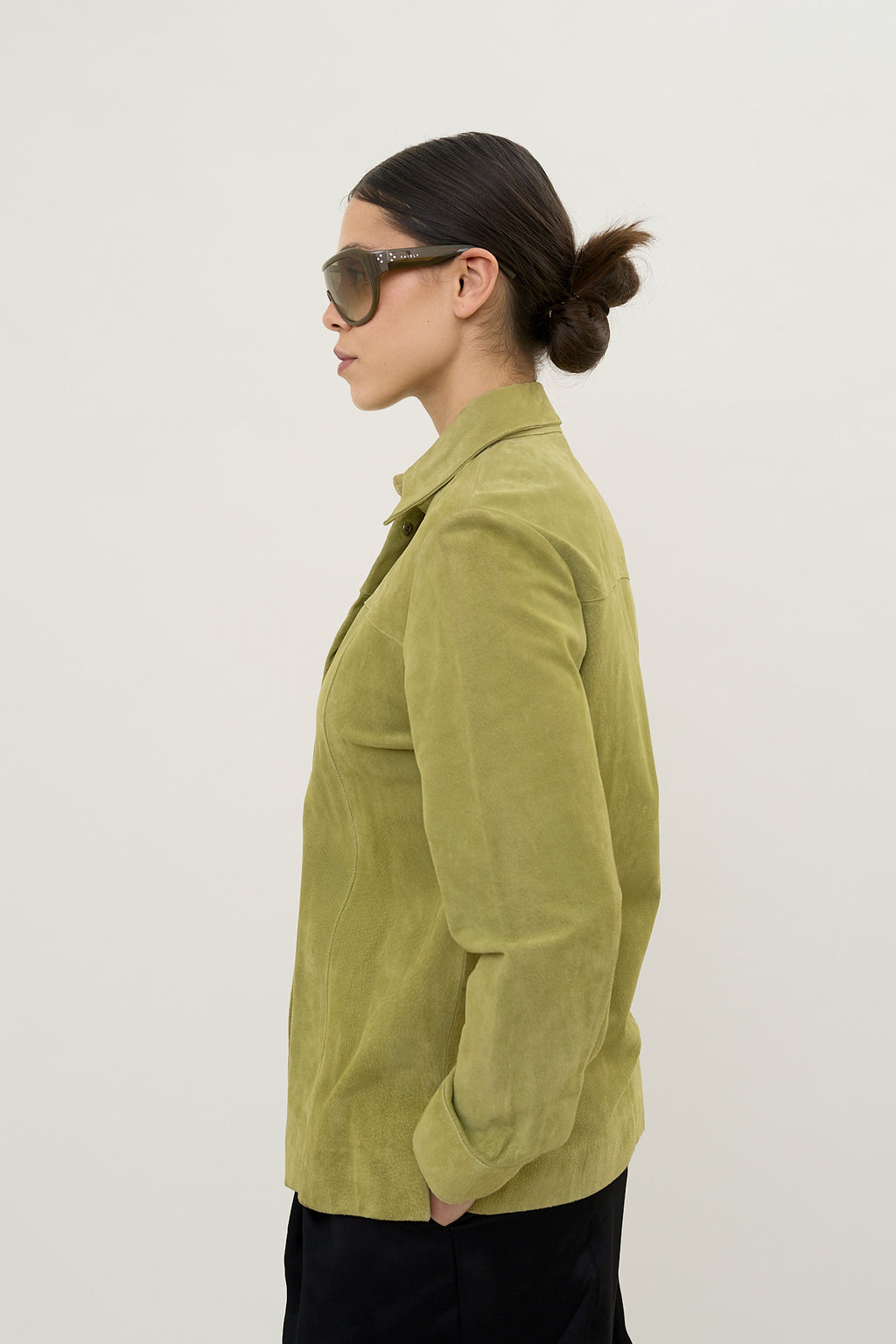 Vintage olive suede tailored jacket