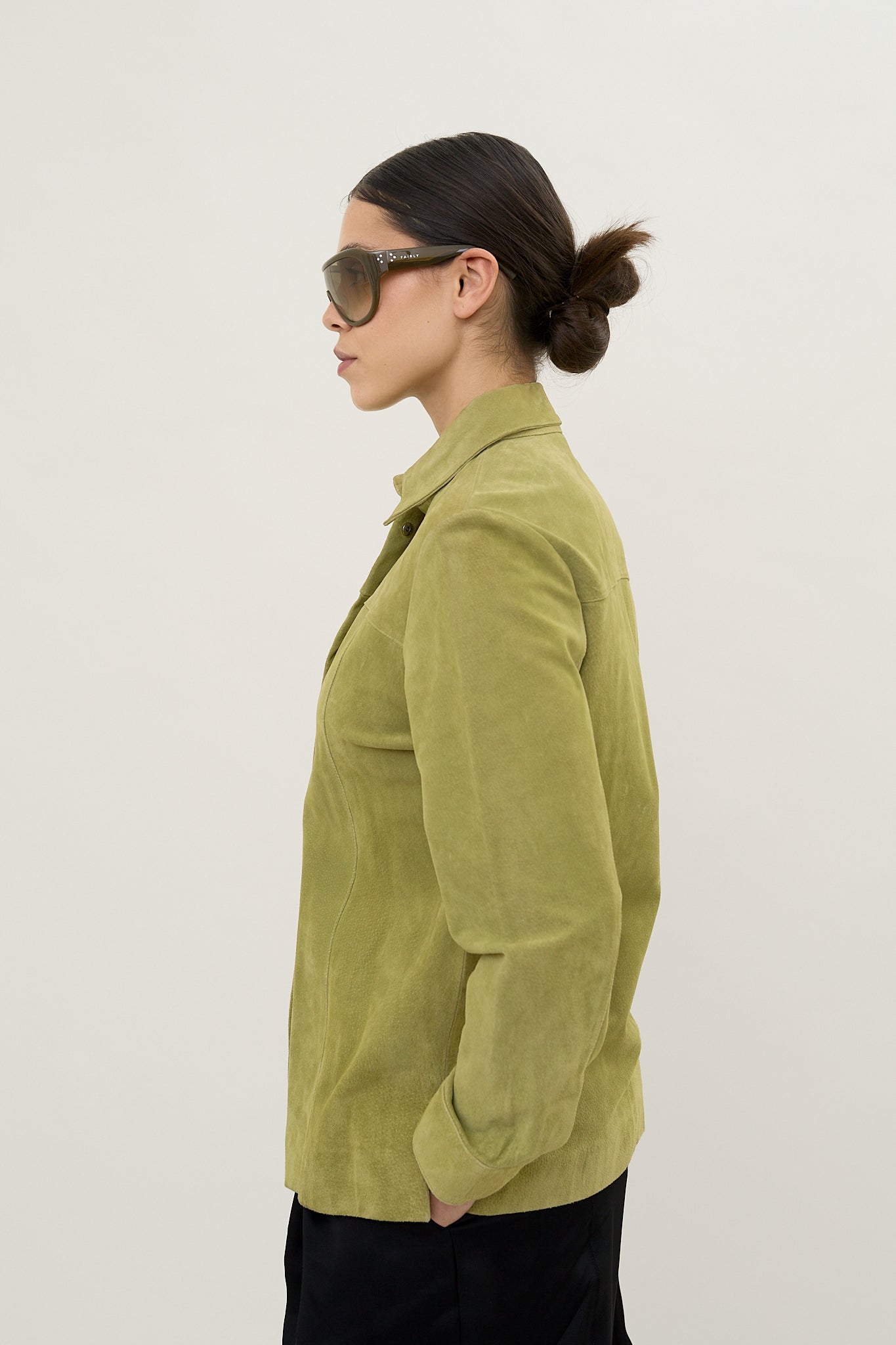 Vintage olive suede tailored jacket