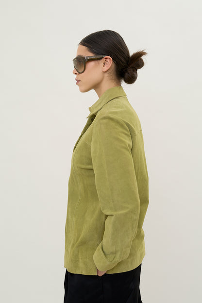 Vintage olive suede tailored jacket