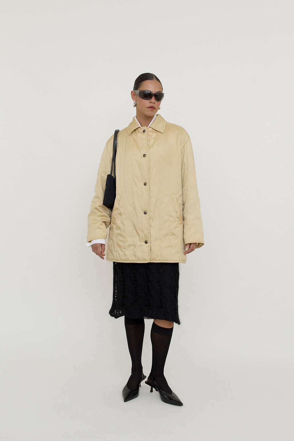 Mohair blend open knit midi skirt