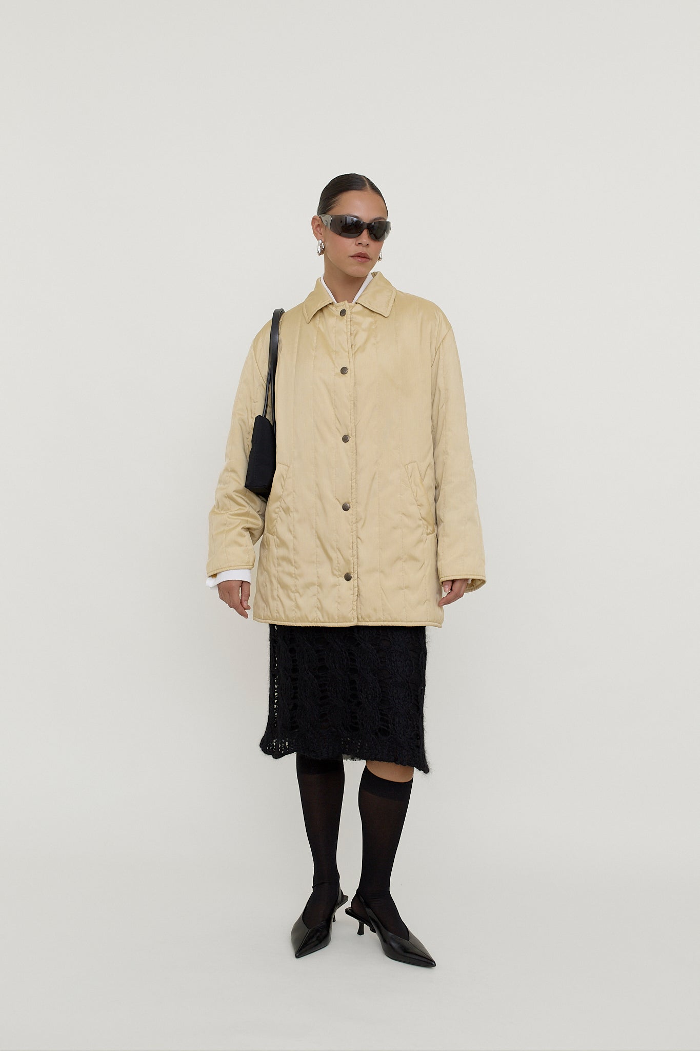 Mohair blend open knit midi skirt
