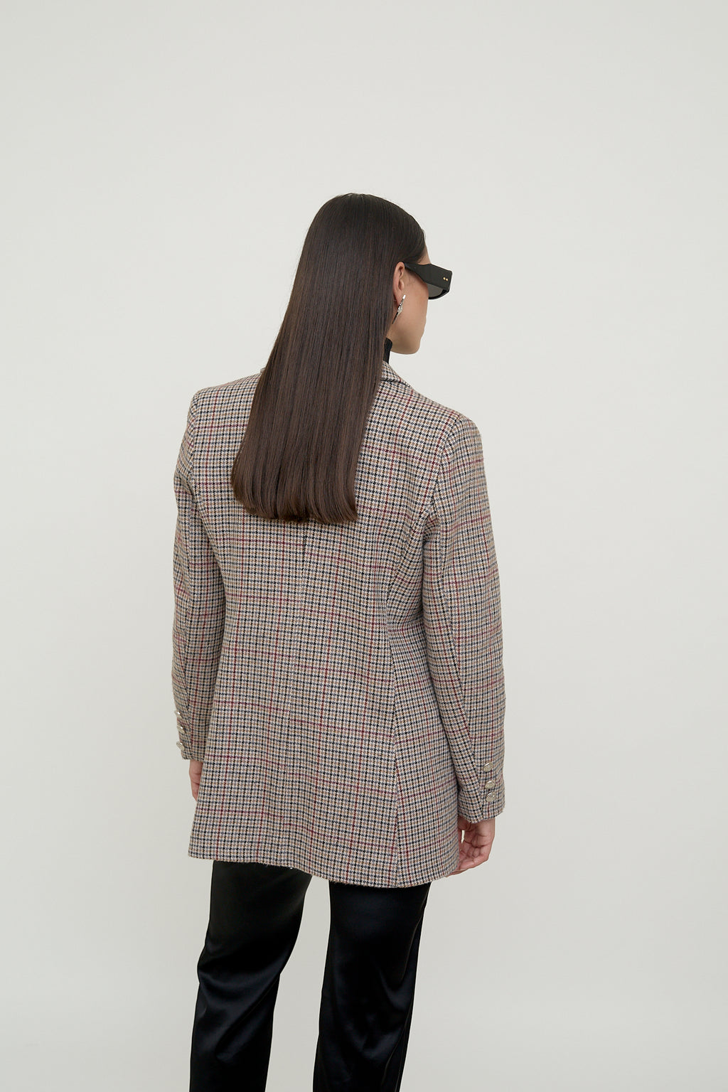Tailored plaid double-breasted blazer