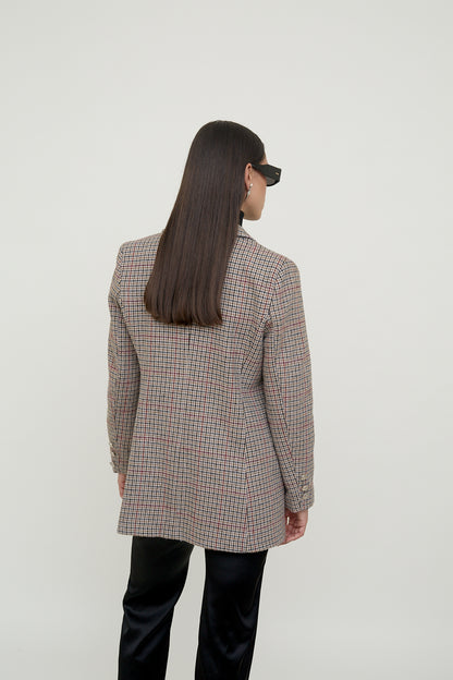 Double-breasted long blazer