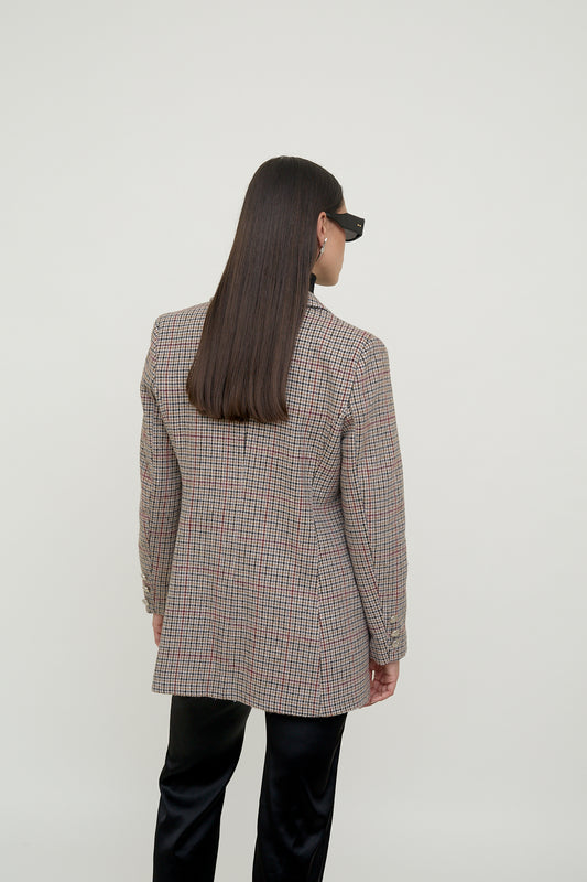 Double-breasted long blazer