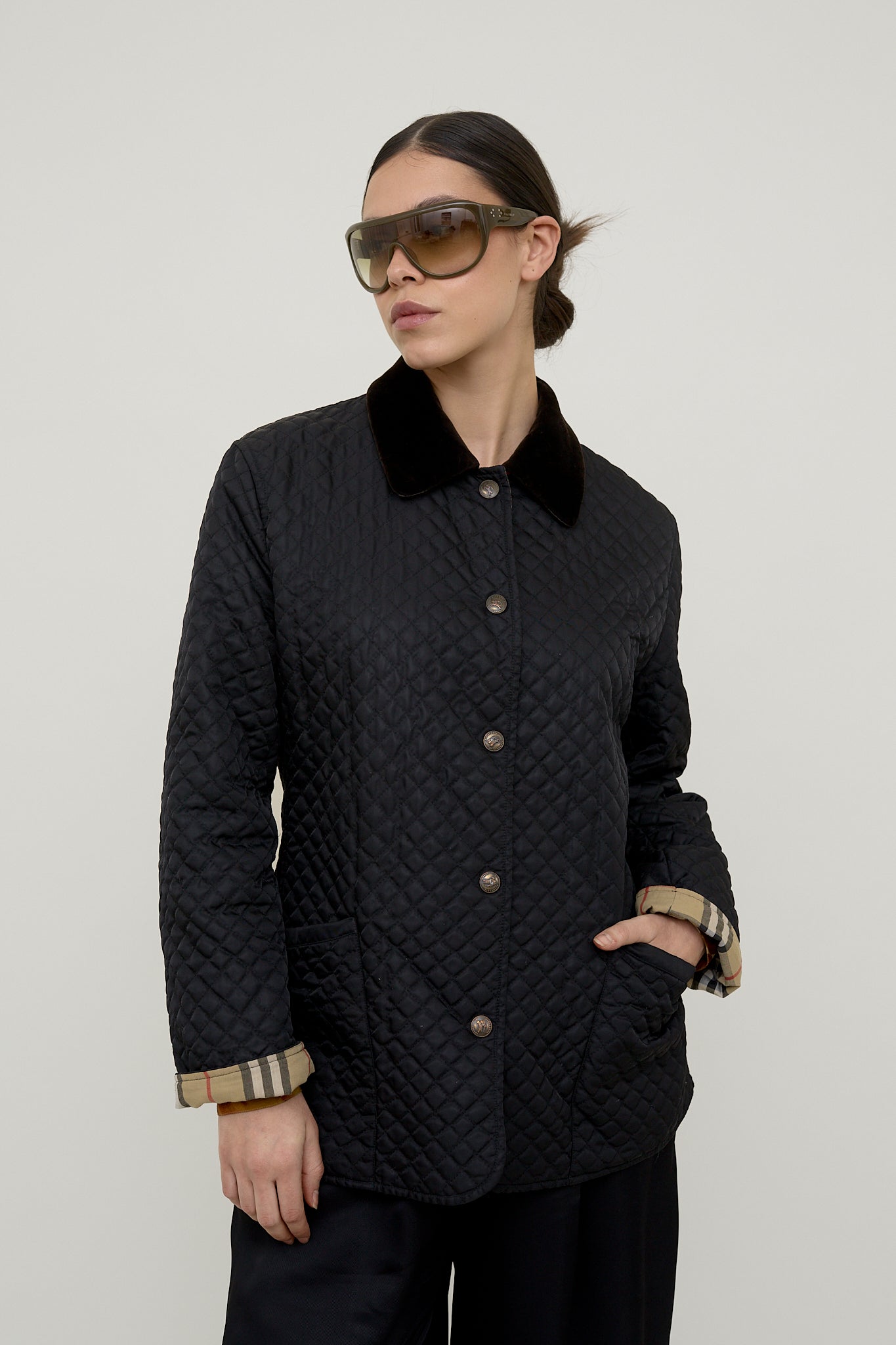 Burberry heritage velvet-collar jacket