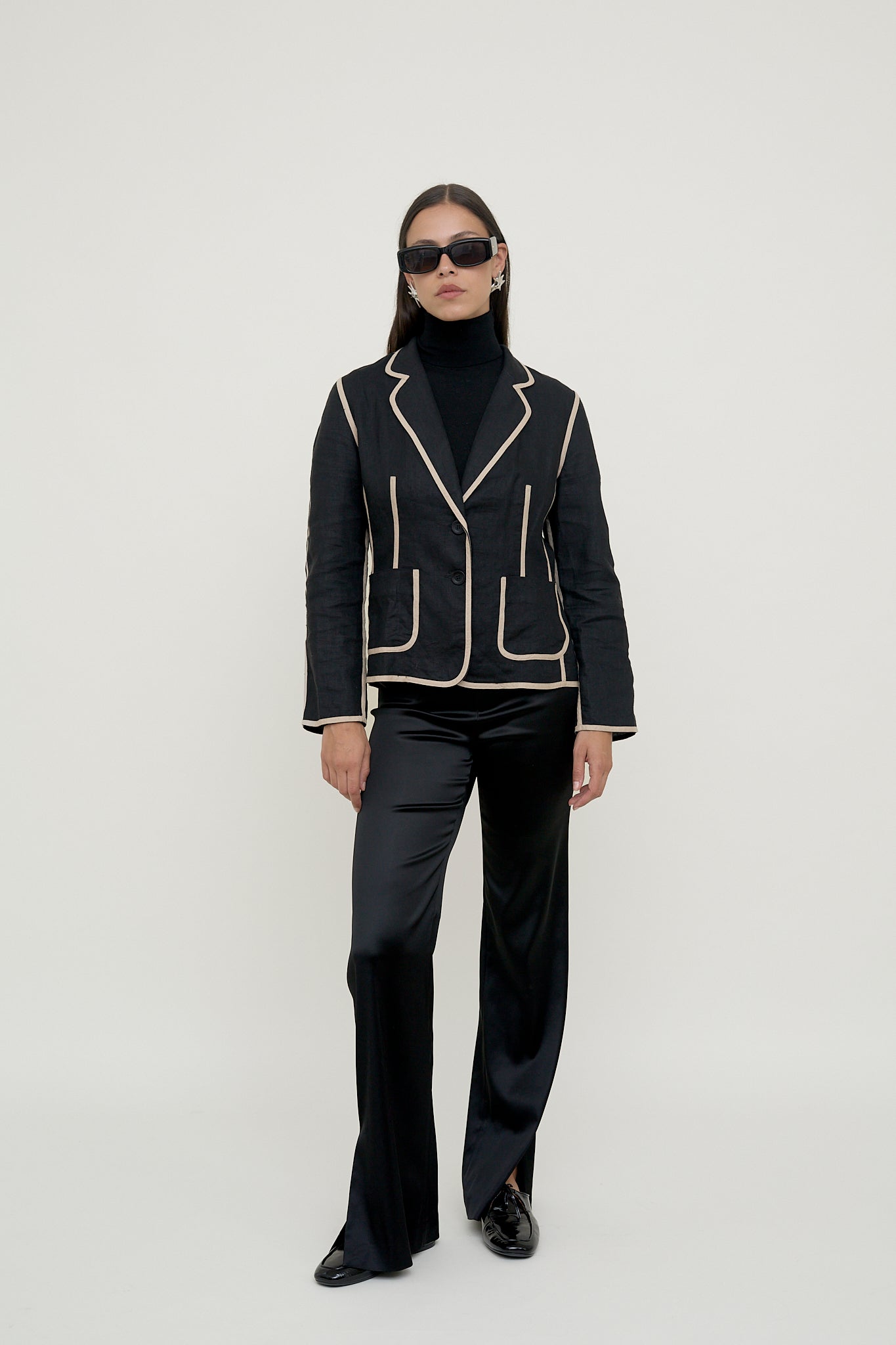 Contrast piped linen Gerard Darel blazer