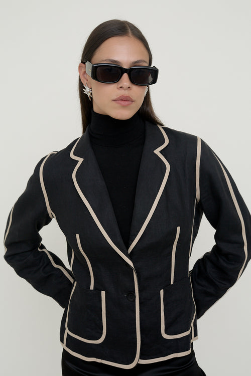 Contrast piped linen Gerard Darel blazer