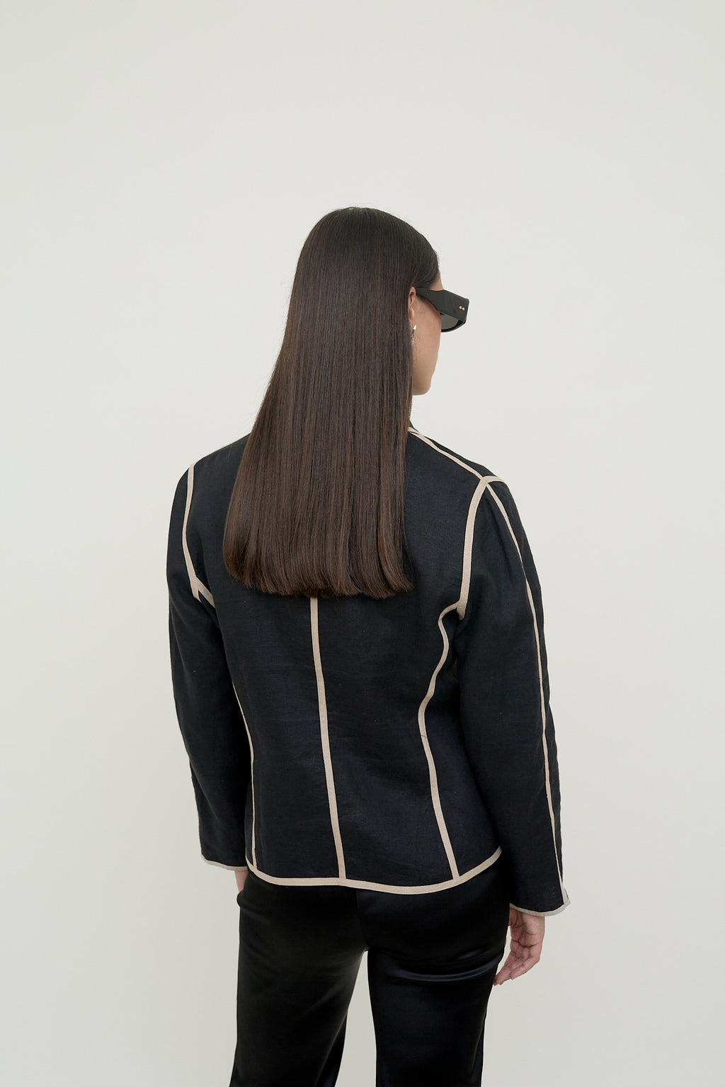 Contrast piped linen Gerard Darel blazer