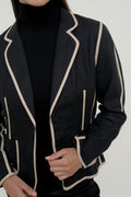 Contrast piped linen Gerard Darel blazer