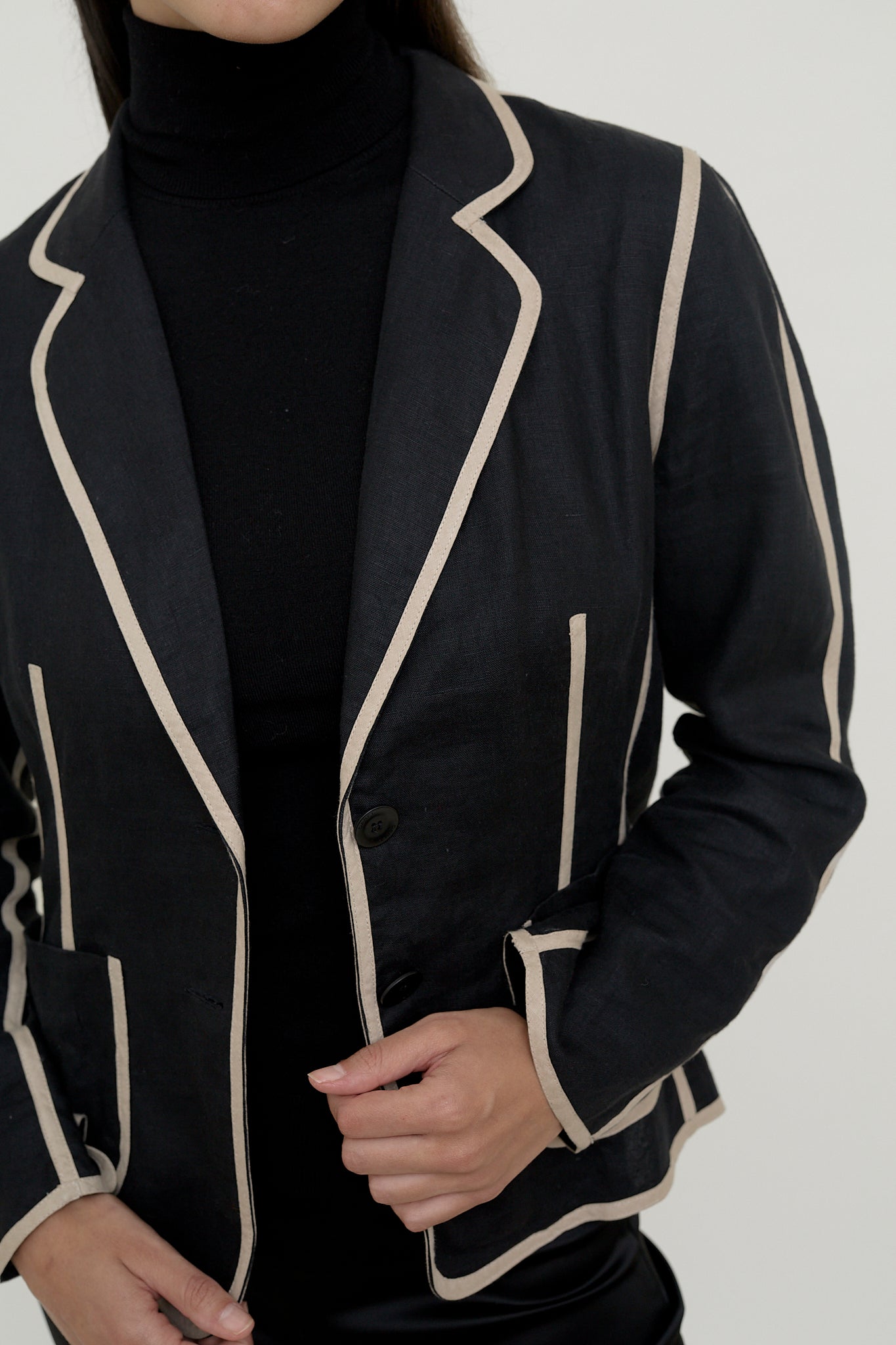 Contrast piped linen Gerard Darel blazer
