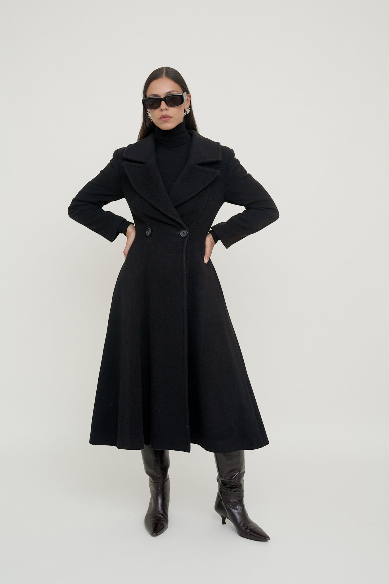 Vintage fitted A-line coat