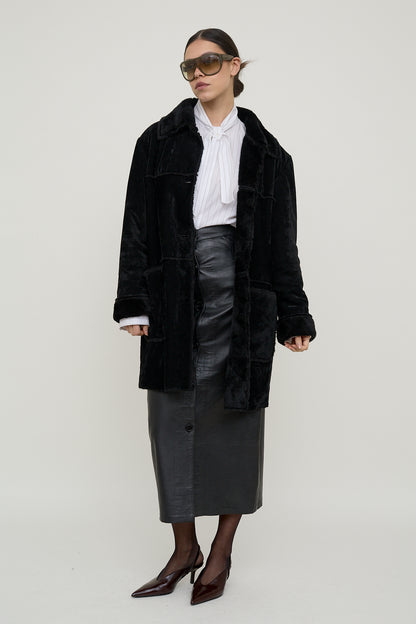 Plush velvet cocoon coat