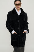 Plush velvet cocoon coat