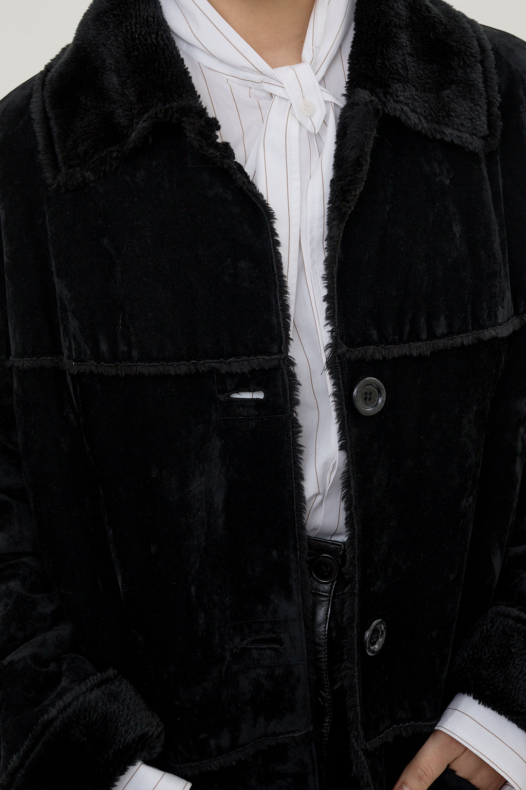 Plush velvet cocoon coat