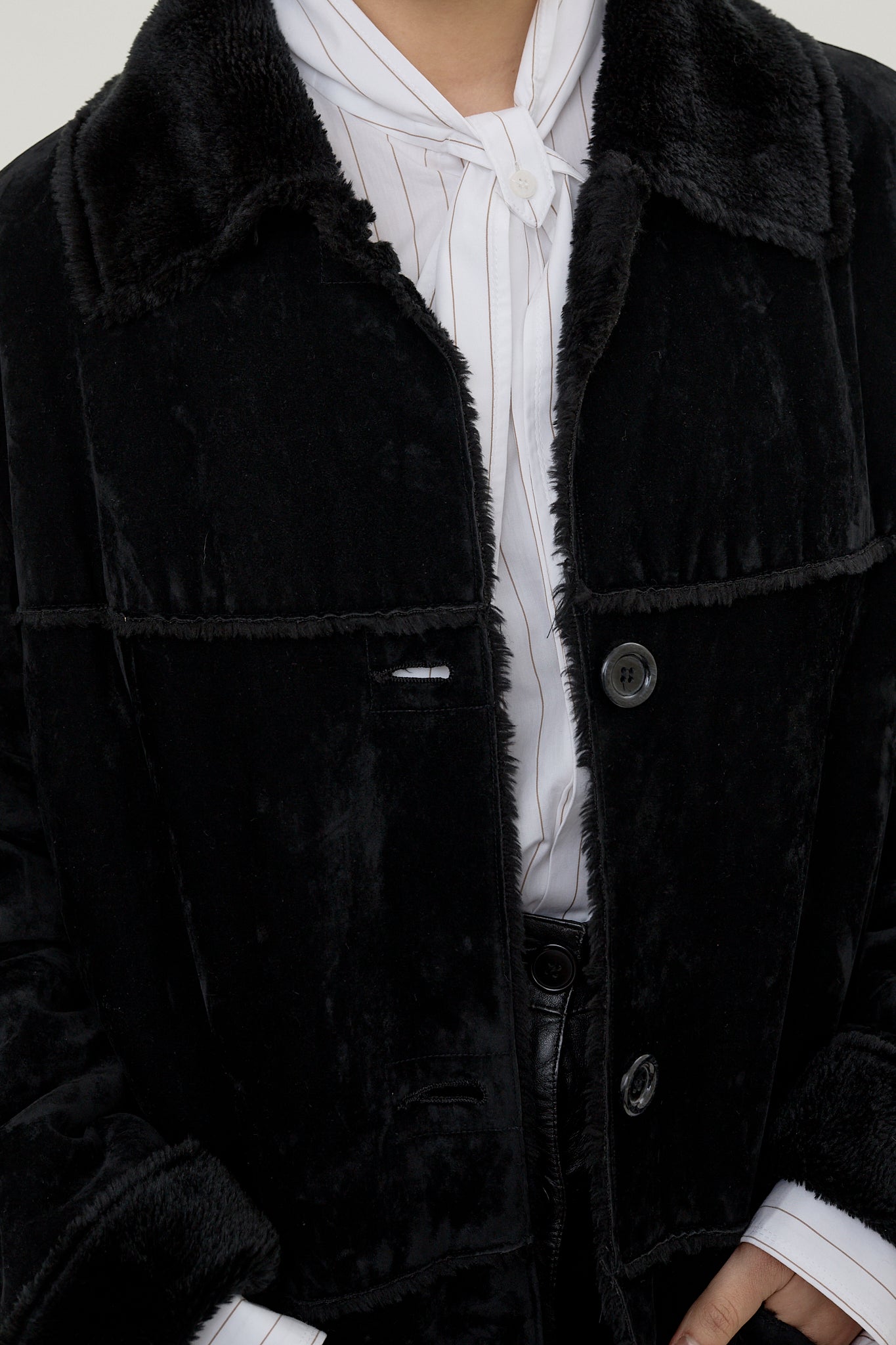 Plush velvet cocoon coat