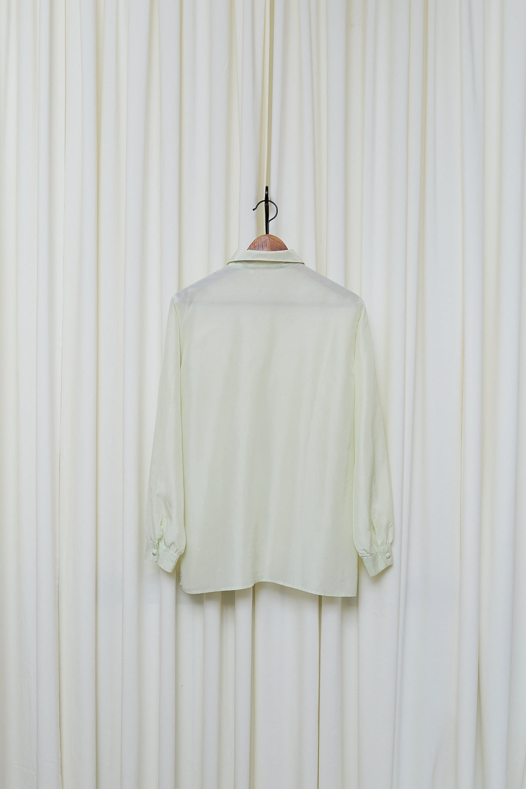 Mint hue silk button-up blouse