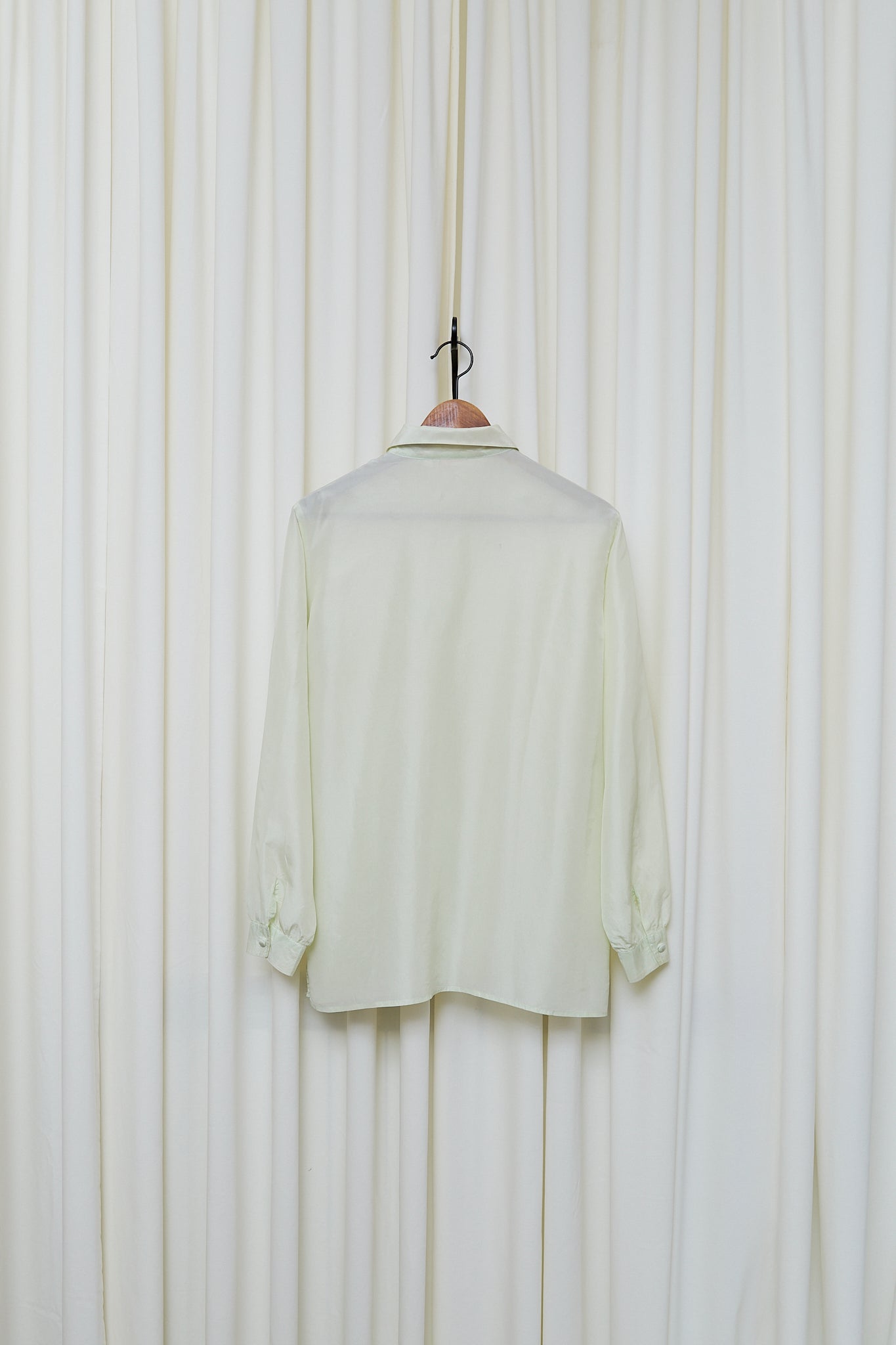 Mint hue silk button-up blouse