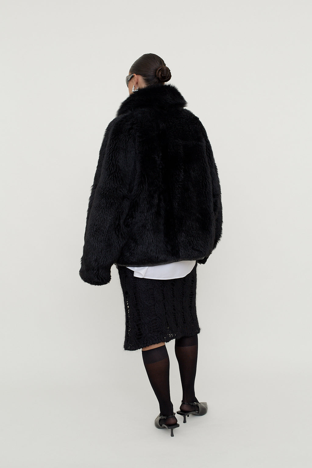 Reversible leather bomber jacket