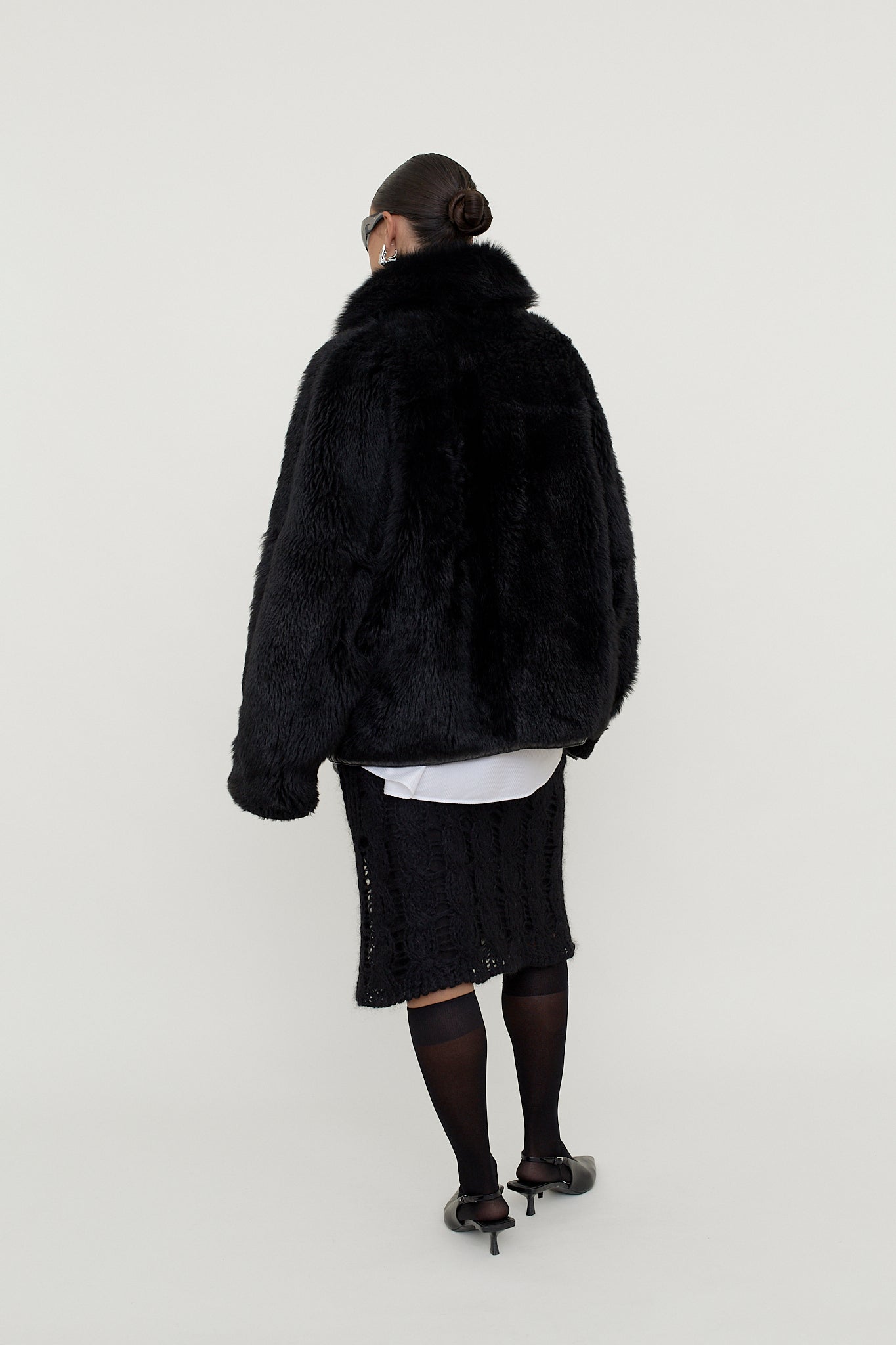 Reversible leather bomber jacket