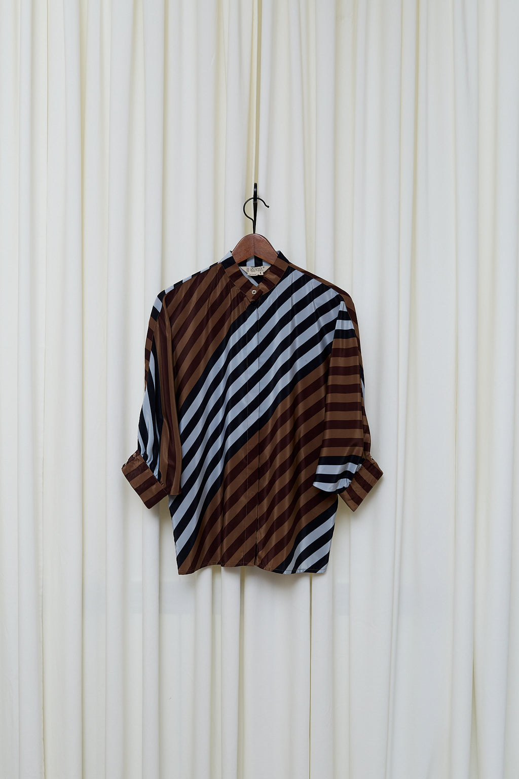 Graphic striped silk blouse