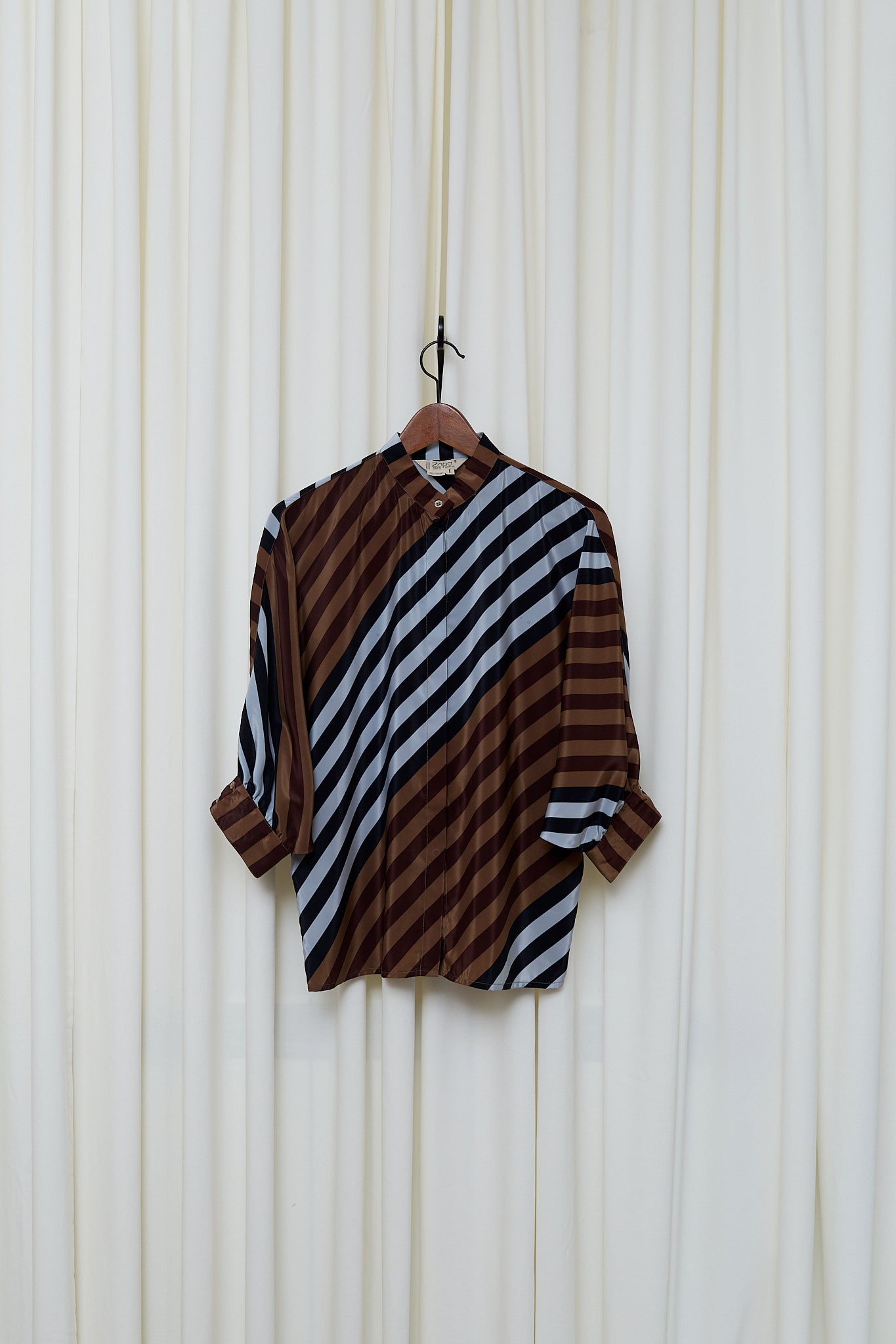 Graphic striped silk blouse