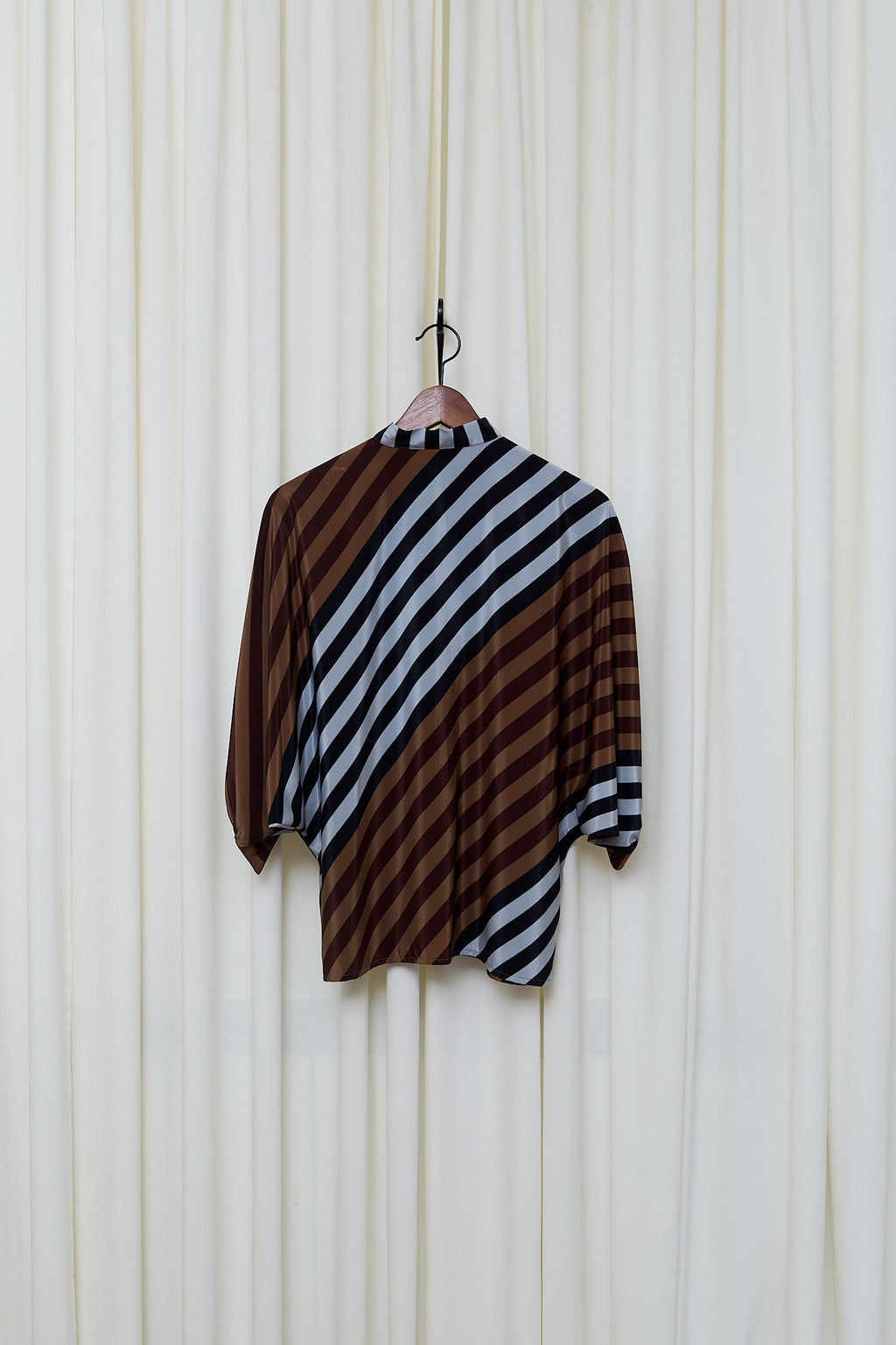 Graphic striped silk blouse