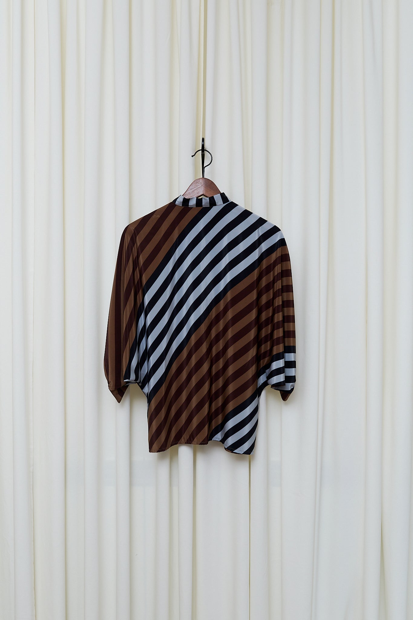 Graphic striped silk blouse