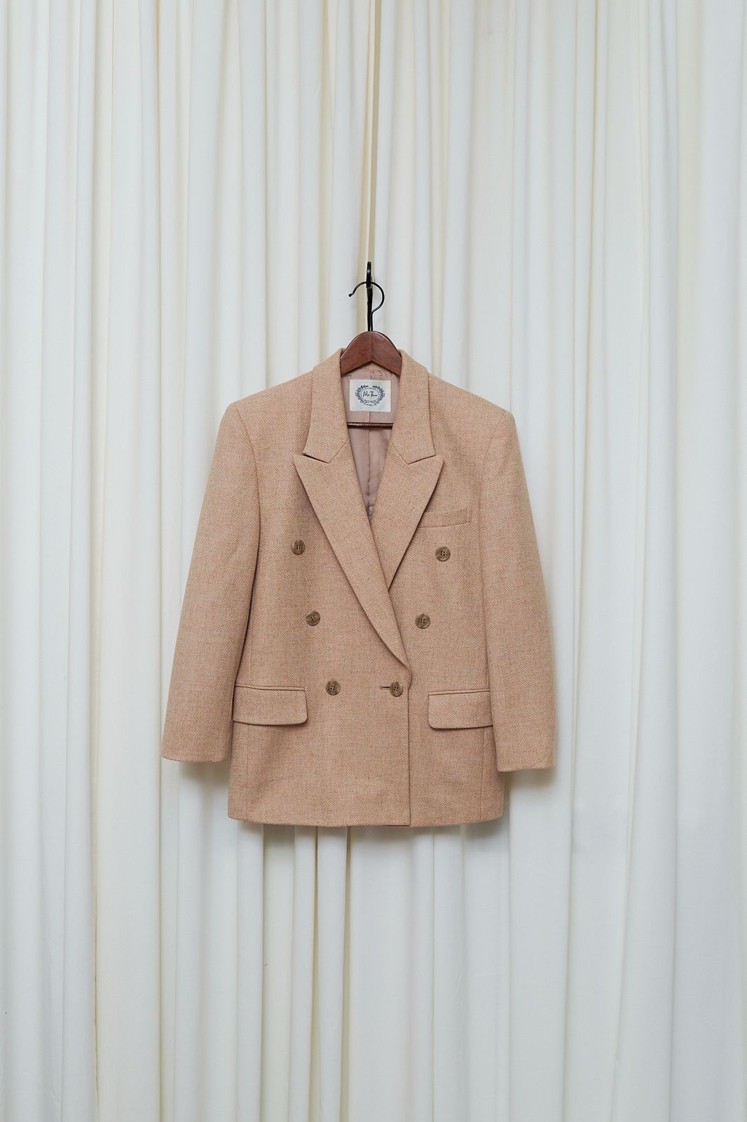 Herringbone wool double-breasted blazer