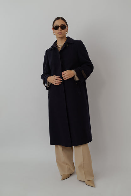Deep blue wool coat