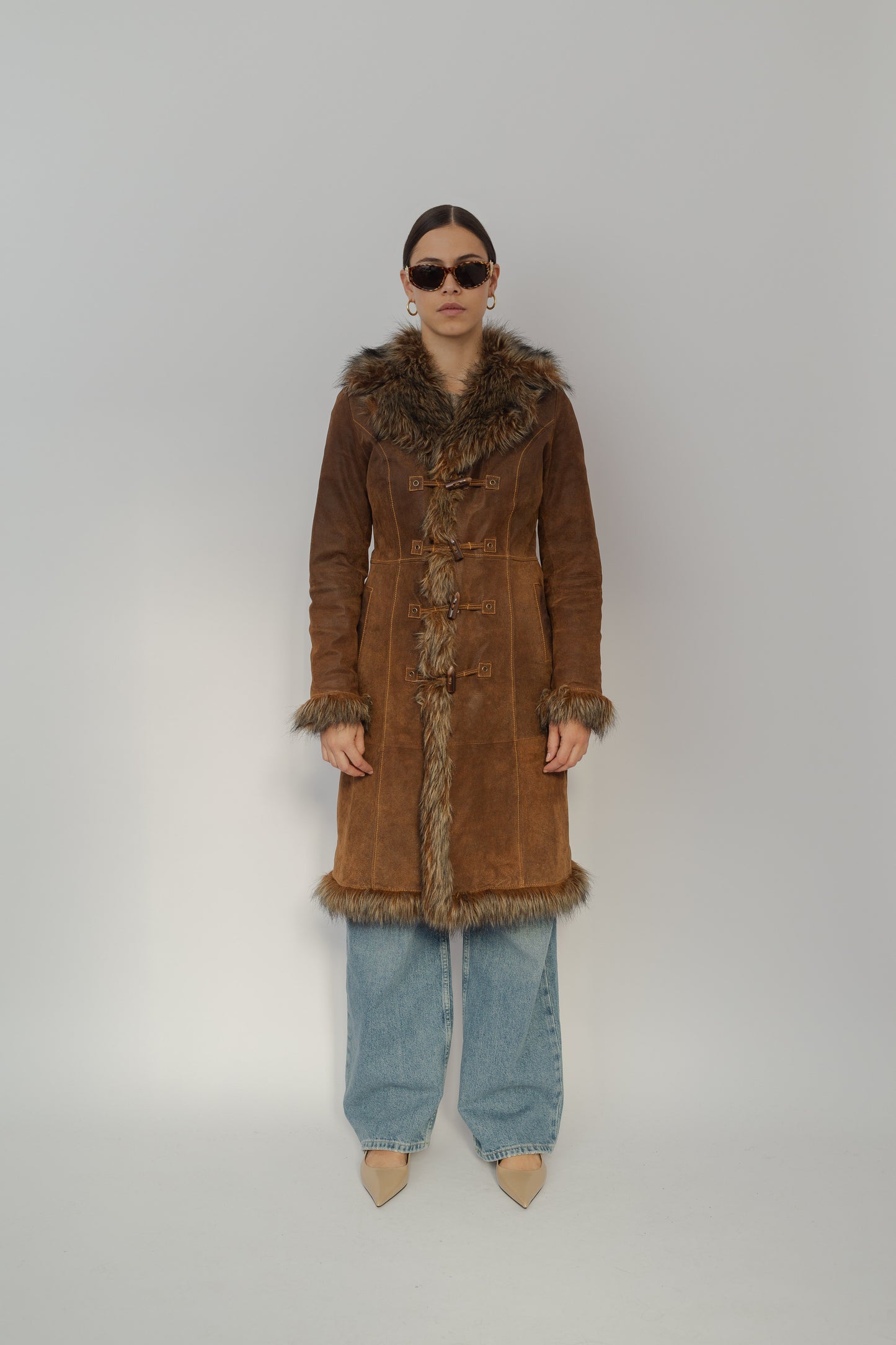 Suede fitted coat