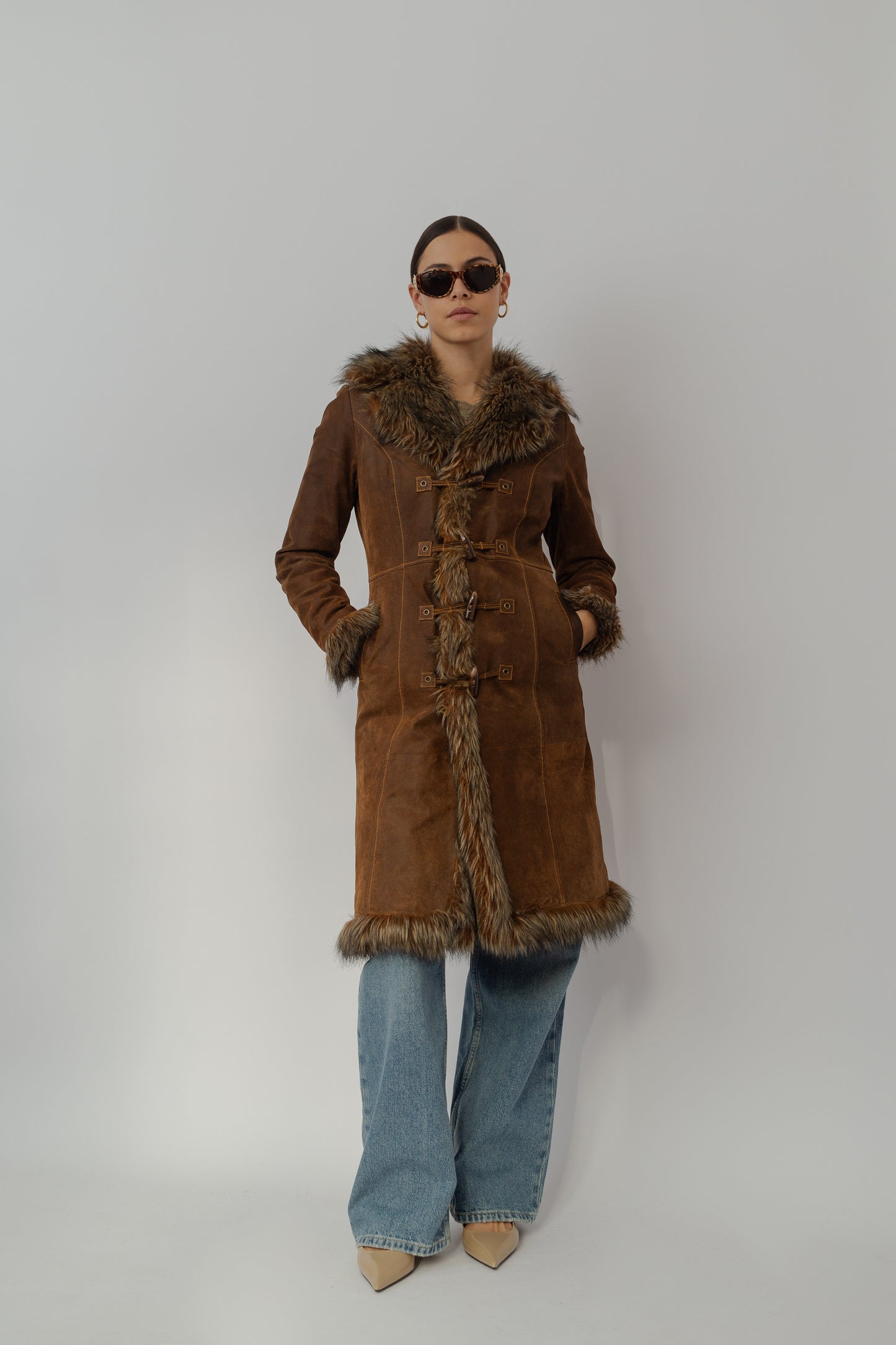 Suede fitted coat