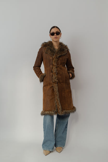 Suede fitted coat