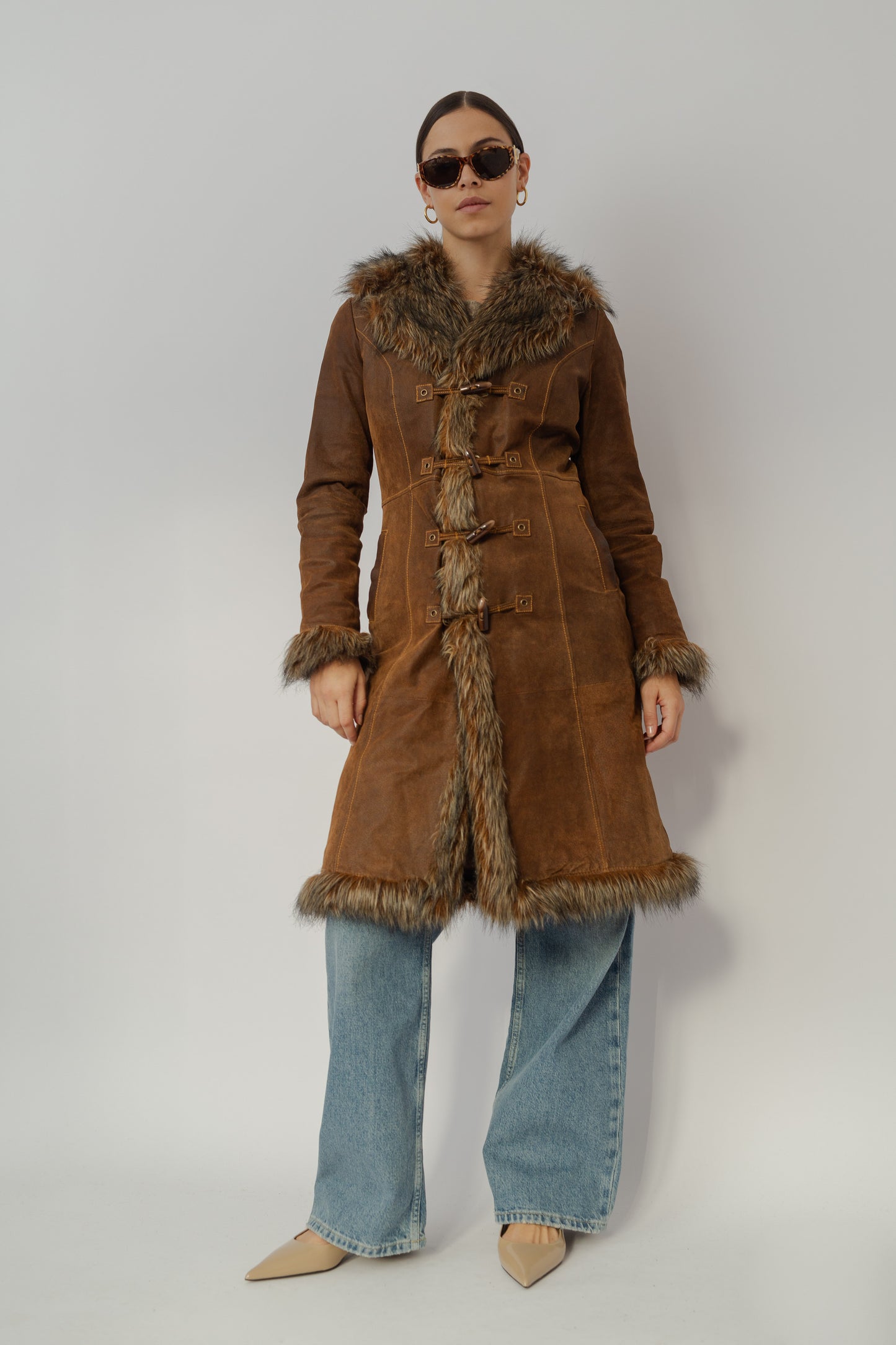 Suede fitted coat