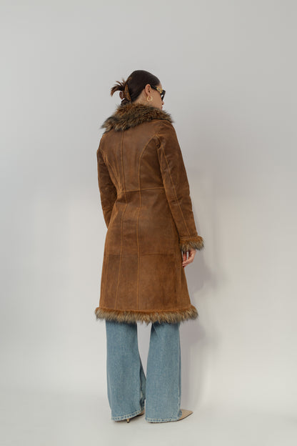 Suede fitted coat