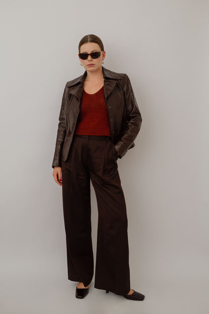 Brown leather jacket