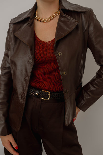 Brown leather jacket