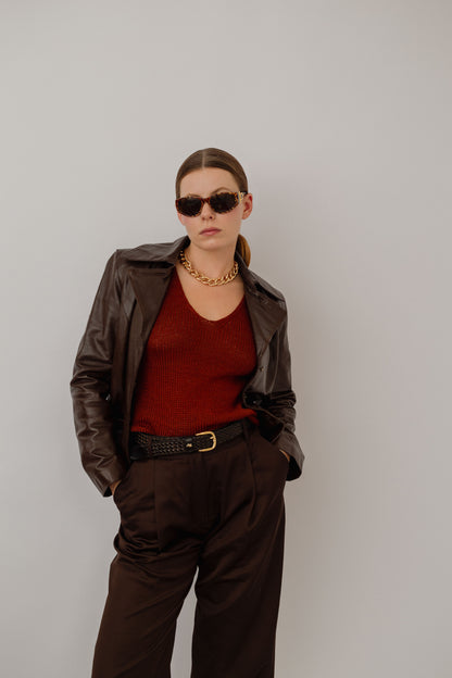 Brown leather jacket