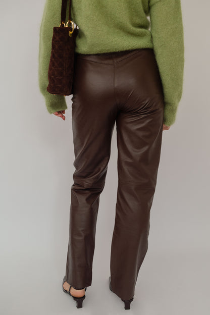 Brown leather trousers