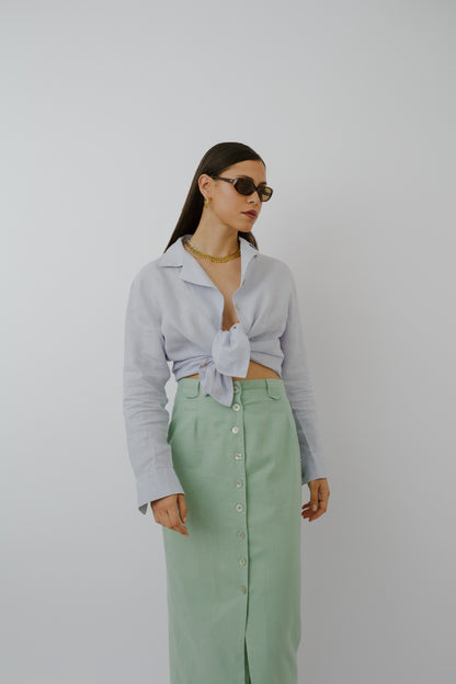 Buttoned up linen skirt