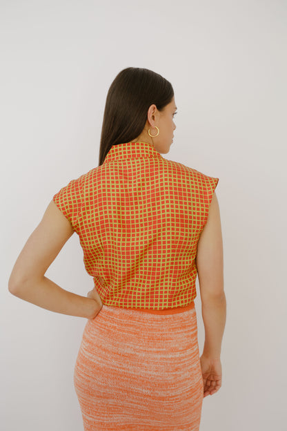 70s patterned silk blouse