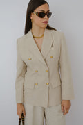 Linen double-breasted blazer